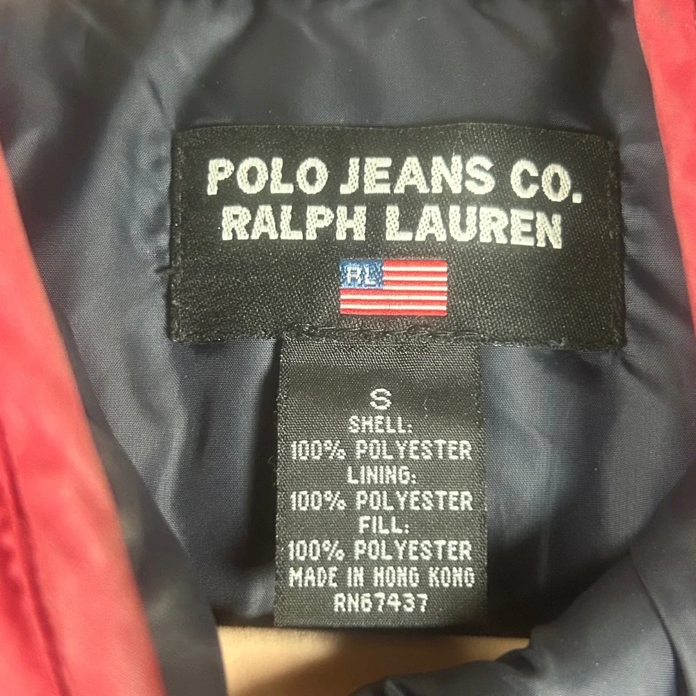 Vintage Polo Jeans Co Ralph Lauren Womens Small Burgundy Red Quilted Puffer Vest